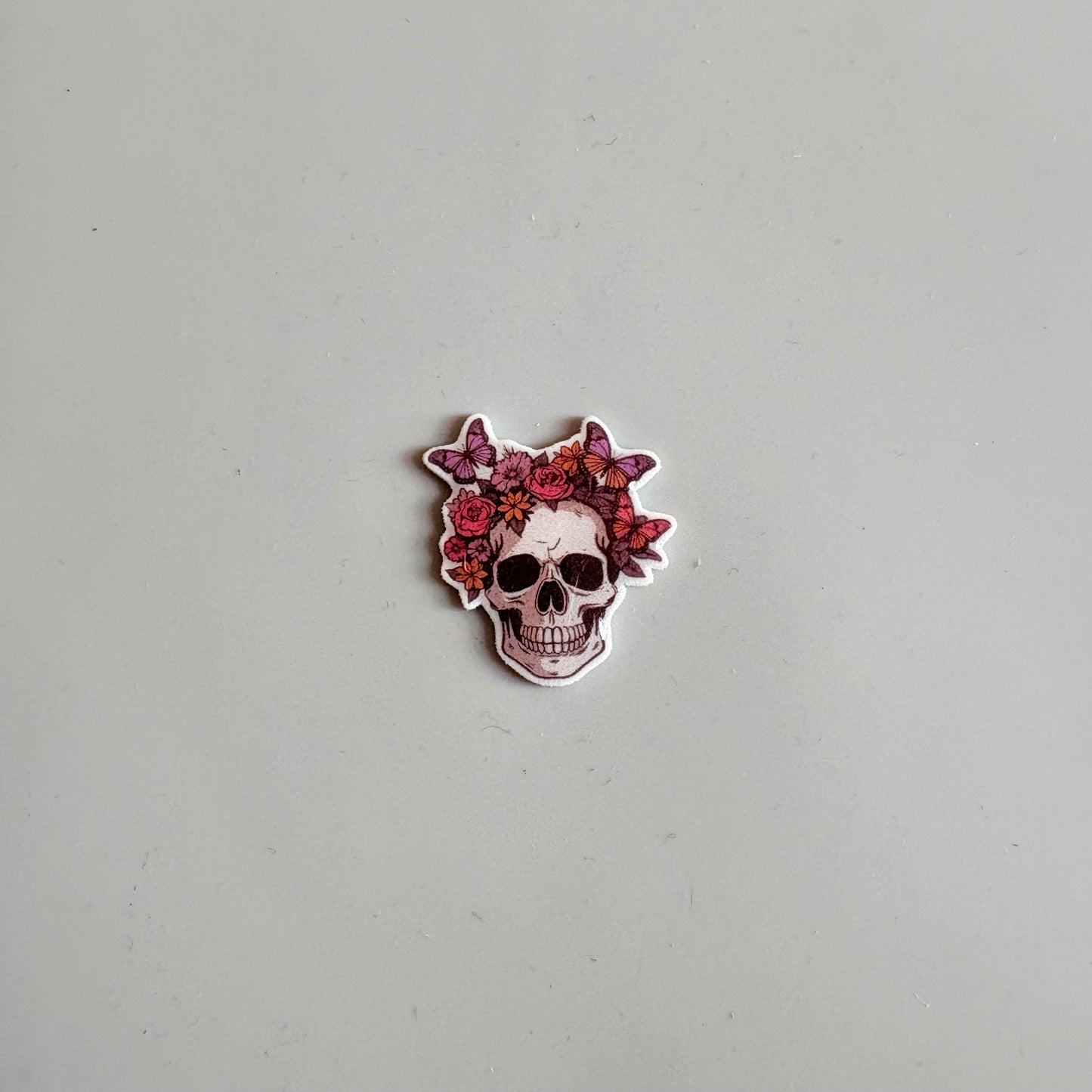 Flower Skull Pin Badge OR Croc Charm